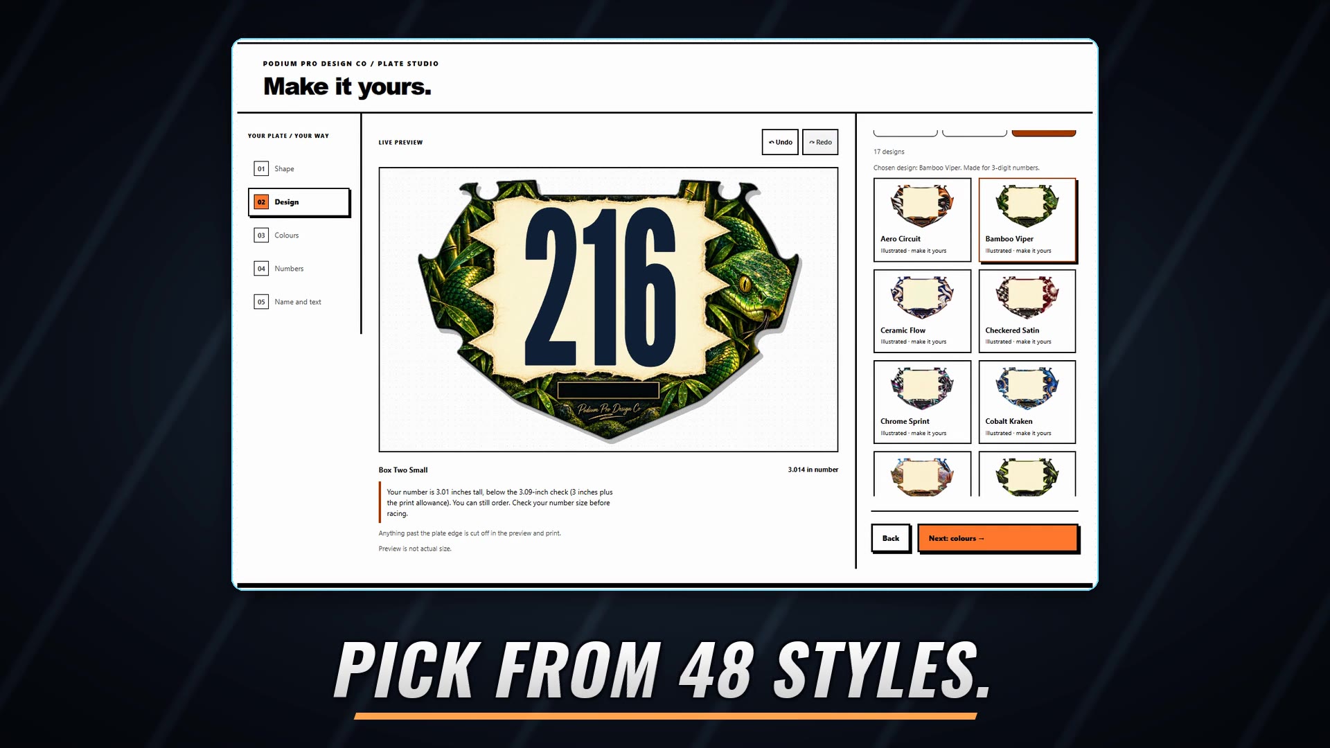 Plate Maker showing a custom BMX plate insert in the approved ad